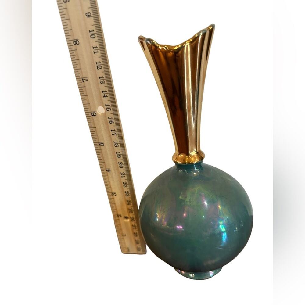 Vintage Blue Opalescent Art Deco Style Bud Vase - Picture 2 of 4